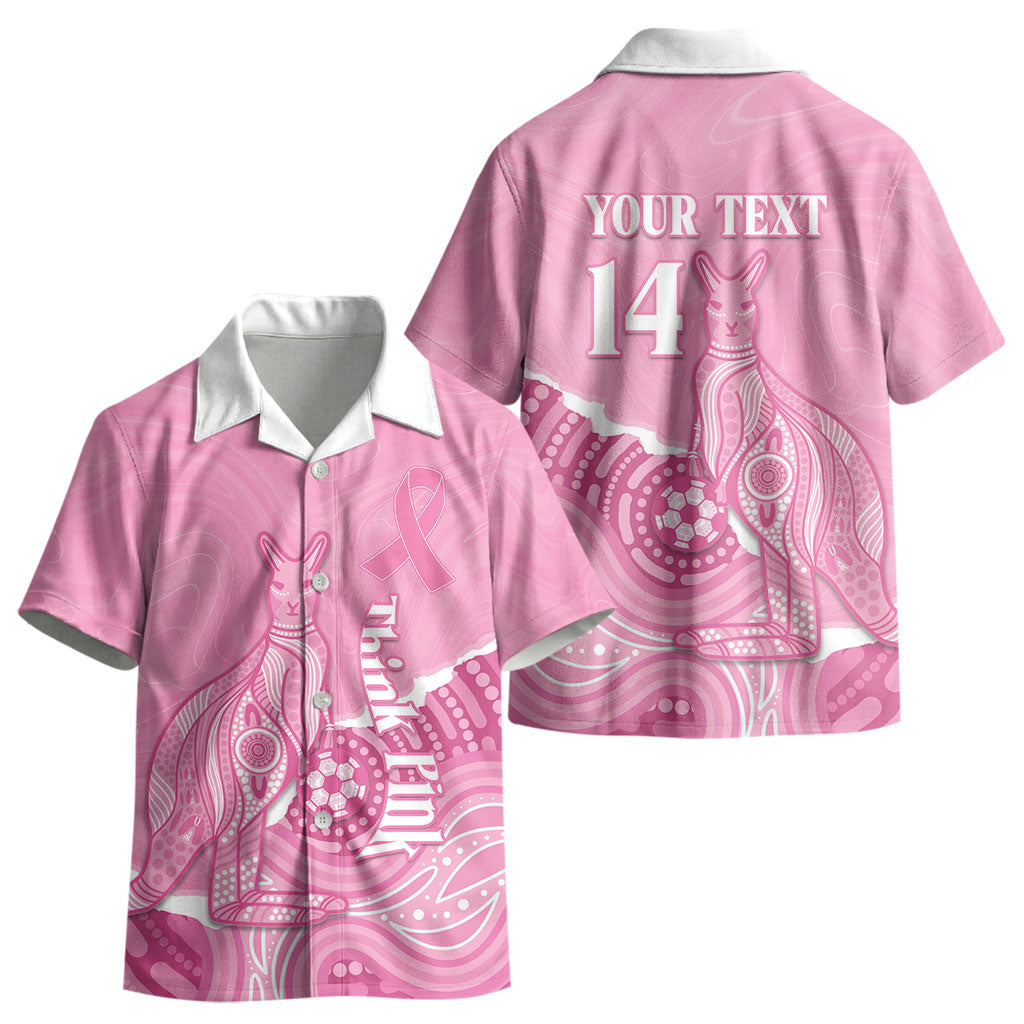 Australia Soccer Breast Cancer Custom Kid Hawaiian Shirt Think Pink Aussie Opal Aboriginal Art
