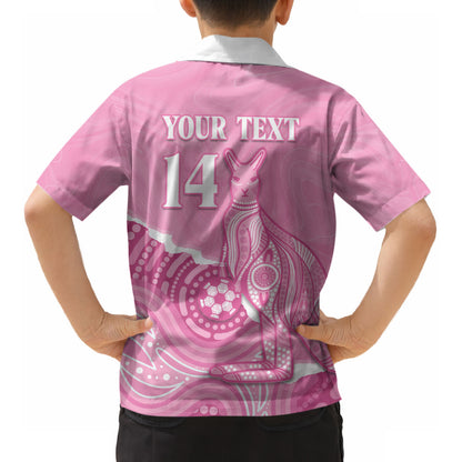 Australia Soccer Breast Cancer Custom Kid Hawaiian Shirt Think Pink Aussie Opal Aboriginal Art