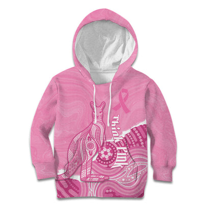 Australia Soccer Breast Cancer Custom Kid Hoodie Think Pink Aussie Opal Aboriginal Art