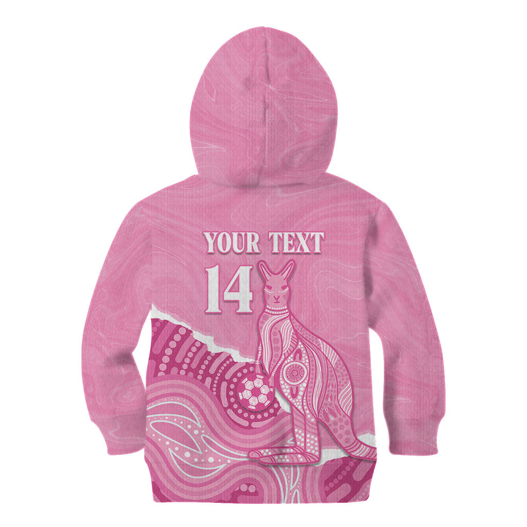 Australia Soccer Breast Cancer Custom Kid Hoodie Think Pink Aussie Opal Aboriginal Art
