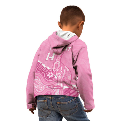 Australia Soccer Breast Cancer Custom Kid Hoodie Think Pink Aussie Opal Aboriginal Art