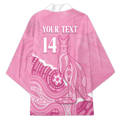 Australia Soccer Breast Cancer Custom Kimono Think Pink Aussie Opal Aboriginal Art