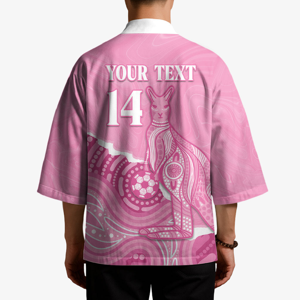 Australia Soccer Breast Cancer Custom Kimono Think Pink Aussie Opal Aboriginal Art