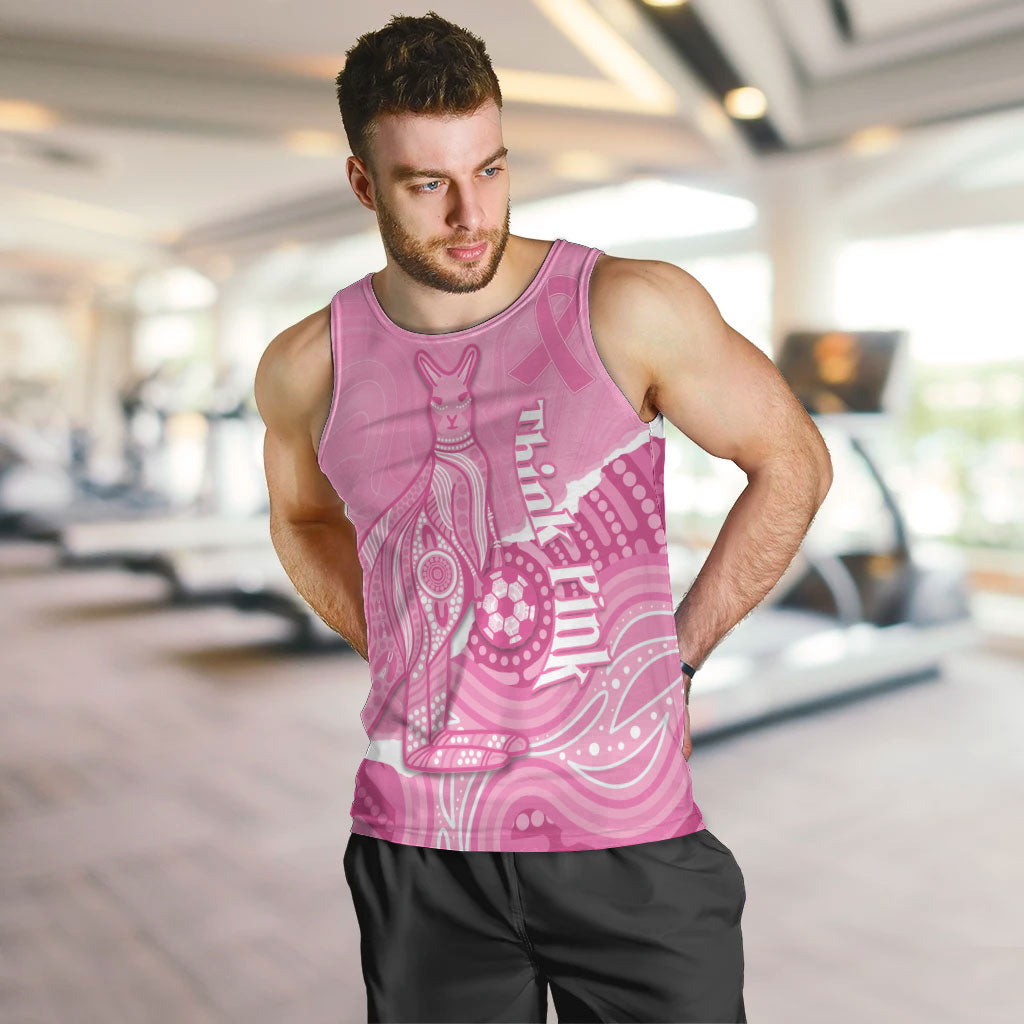 Australia Soccer Breast Cancer Custom Men Tank Top Think Pink Aussie Opal Aboriginal Art