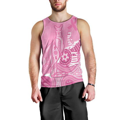 Australia Soccer Breast Cancer Custom Men Tank Top Think Pink Aussie Opal Aboriginal Art
