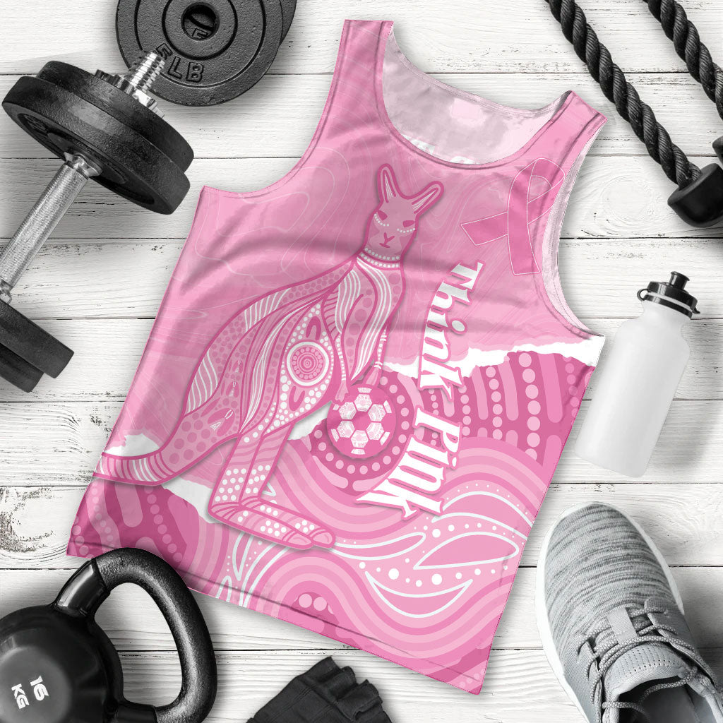 Australia Soccer Breast Cancer Custom Men Tank Top Think Pink Aussie Opal Aboriginal Art