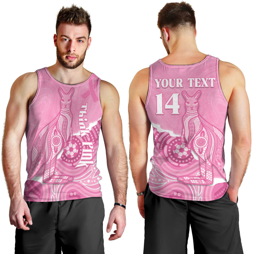 Australia Soccer Breast Cancer Custom Men Tank Top Think Pink Aussie Opal Aboriginal Art