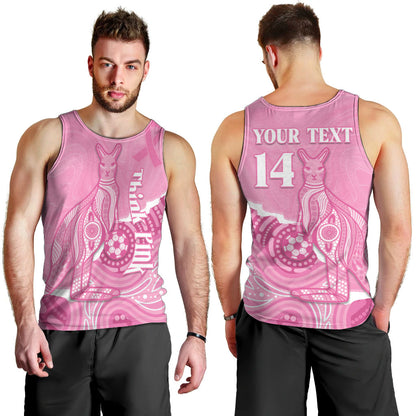 Australia Soccer Breast Cancer Custom Men Tank Top Think Pink Aussie Opal Aboriginal Art
