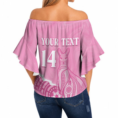 Australia Soccer Breast Cancer Custom Off Shoulder Wrap Waist Top Think Pink Aussie Opal Aboriginal Art