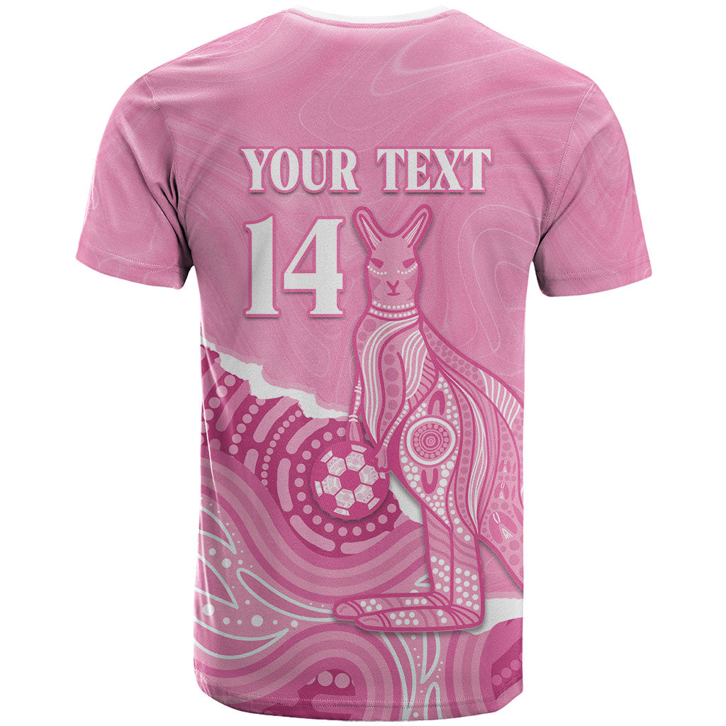 Australia Soccer Breast Cancer Custom T Shirt Think Pink Aussie Opal Aboriginal Art