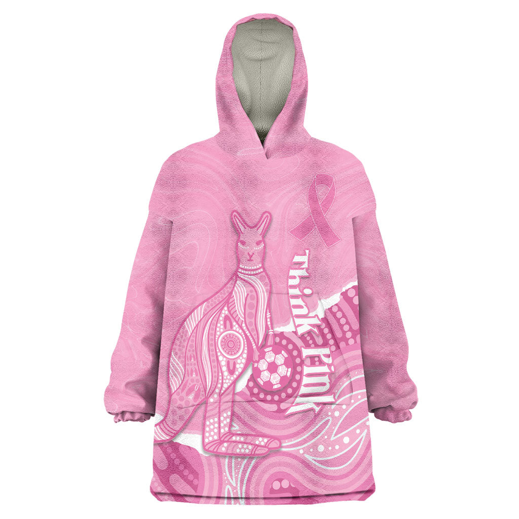 Australia Soccer Breast Cancer Custom Wearable Blanket Hoodie Think Pink Aussie Opal Aboriginal Art