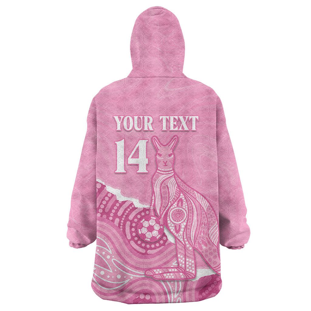 Australia Soccer Breast Cancer Custom Wearable Blanket Hoodie Think Pink Aussie Opal Aboriginal Art