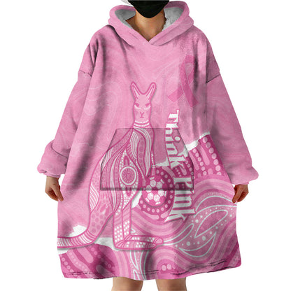 Australia Soccer Breast Cancer Custom Wearable Blanket Hoodie Think Pink Aussie Opal Aboriginal Art