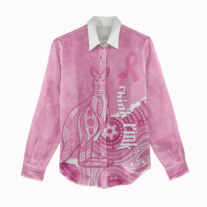 Australia Soccer Breast Cancer Custom Women Casual Shirt Think Pink Aussie Opal Aboriginal Art
