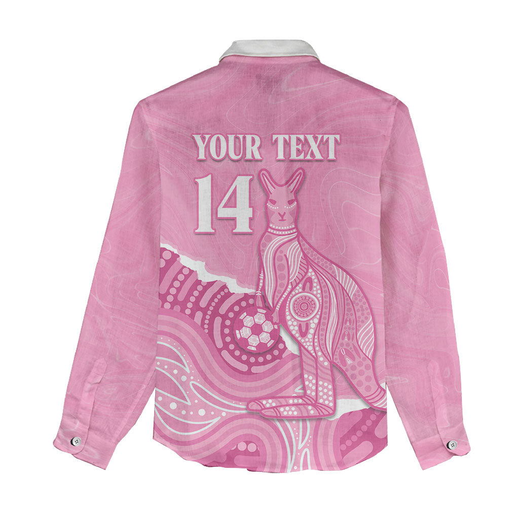 Australia Soccer Breast Cancer Custom Women Casual Shirt Think Pink Aussie Opal Aboriginal Art