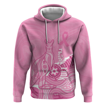 Australia Soccer Breast Cancer Custom Zip Hoodie Think Pink Aussie Opal Aboriginal Art