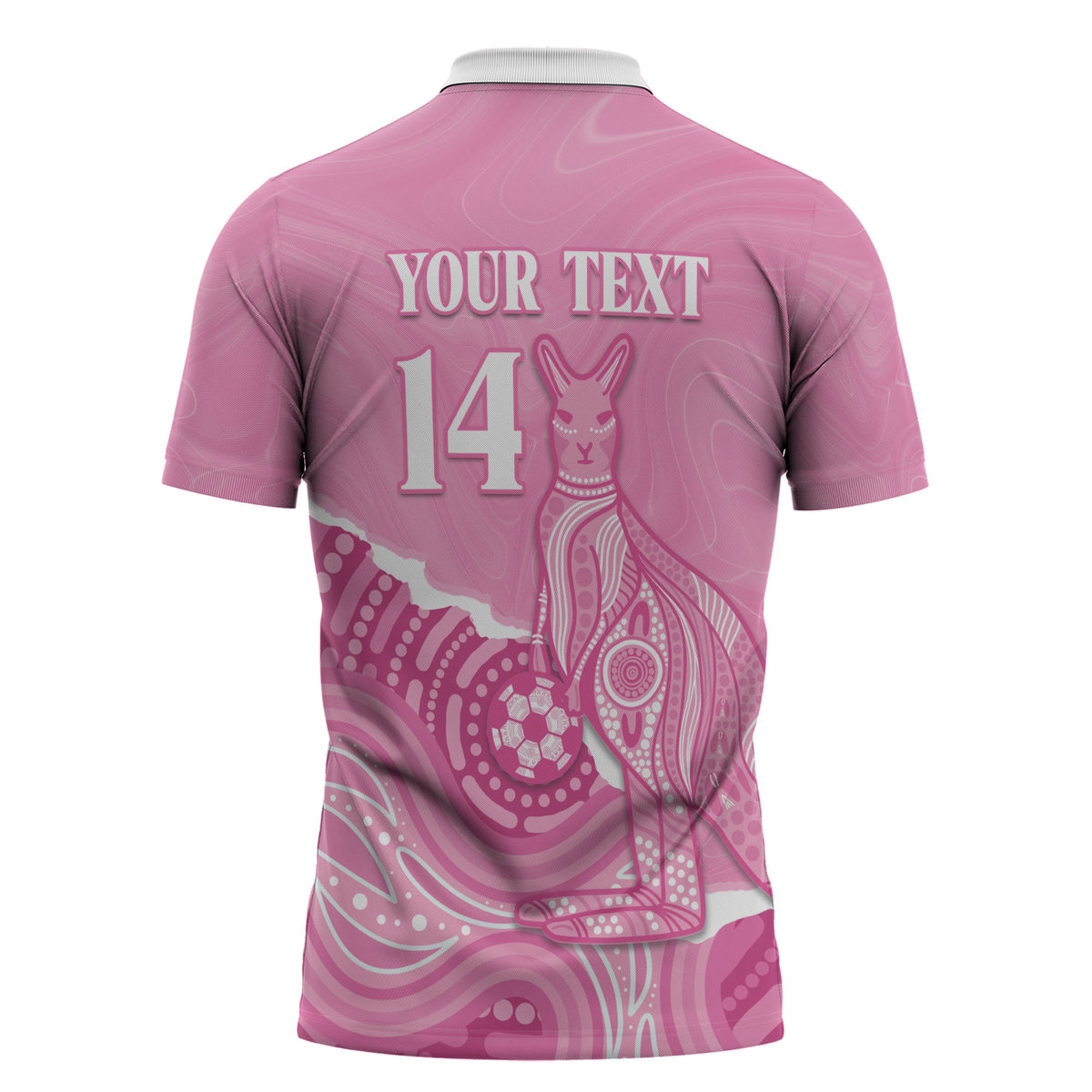 Australia Soccer Breast Cancer Custom Zipper Polo Shirt Think Pink Aussie Opal Aboriginal Art