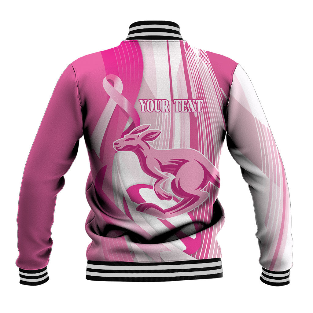 Australia Rugby Breast Cancer Personalised Baseball Jacket Brave Strong Pink Ribbon Sporty Style