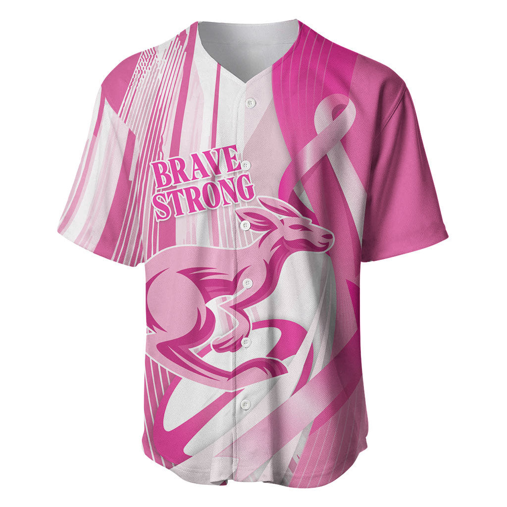 Australia Rugby Breast Cancer Personalised Baseball Jersey Brave Strong Pink Ribbon Sporty Style