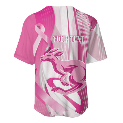 Australia Rugby Breast Cancer Personalised Baseball Jersey Brave Strong Pink Ribbon Sporty Style