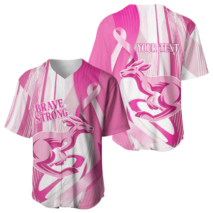 Australia Rugby Breast Cancer Personalised Baseball Jersey Brave Strong Pink Ribbon Sporty Style