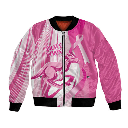 Australia Rugby Breast Cancer Personalised Bomber Jacket Brave Strong Pink Ribbon Sporty Style