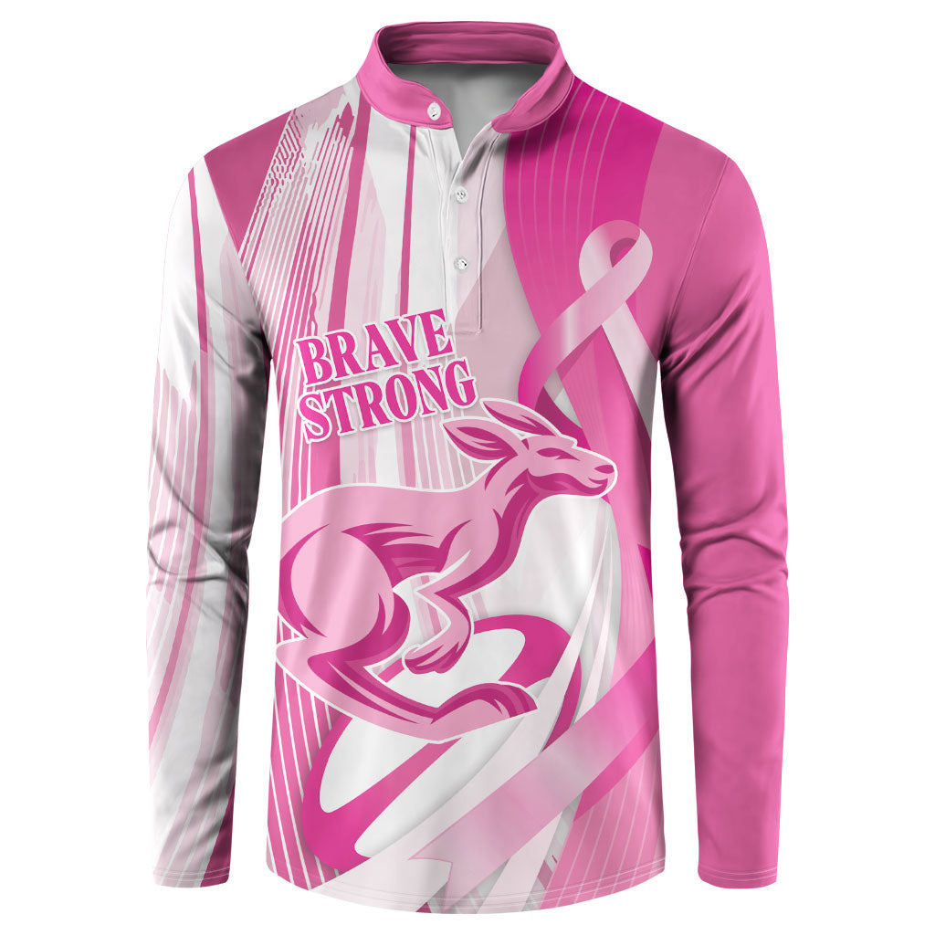 Australia Rugby Breast Cancer Personalised Button Sweatshirt Brave Strong Pink Ribbon Sporty Style