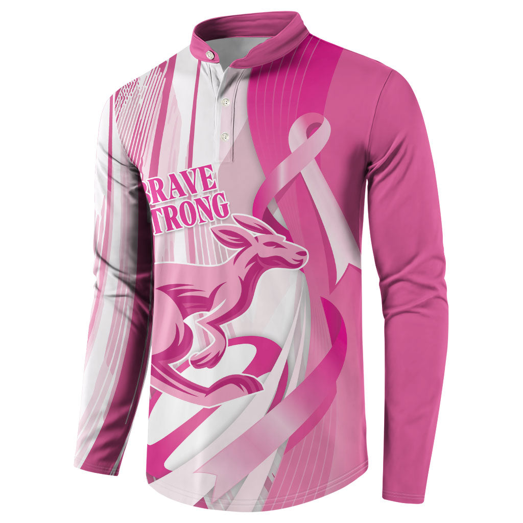 Australia Rugby Breast Cancer Personalised Button Sweatshirt Brave Strong Pink Ribbon Sporty Style