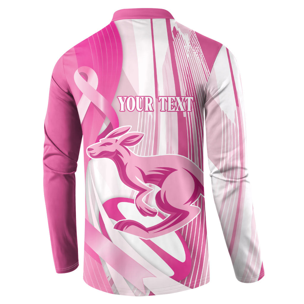 Australia Rugby Breast Cancer Personalised Button Sweatshirt Brave Strong Pink Ribbon Sporty Style