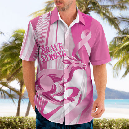 Australia Rugby Breast Cancer Personalised Hawaiian Shirt Brave Strong Pink Ribbon Sporty Style