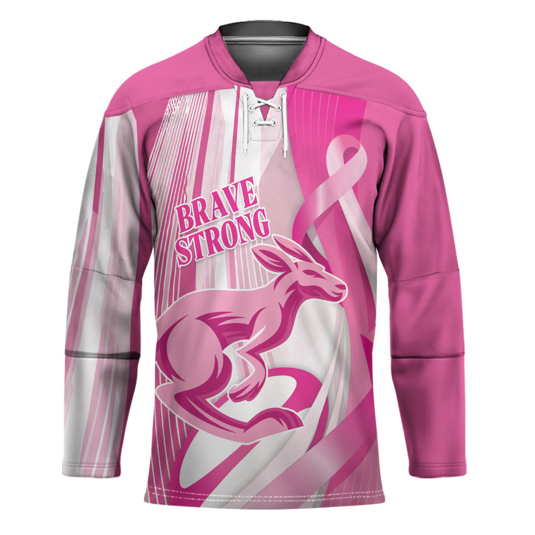 Australia Rugby Breast Cancer Personalised Hockey Jersey Brave Strong Pink Ribbon Sporty Style