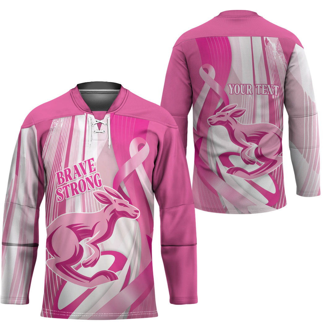 Australia Rugby Breast Cancer Personalised Hockey Jersey Brave Strong Pink Ribbon Sporty Style