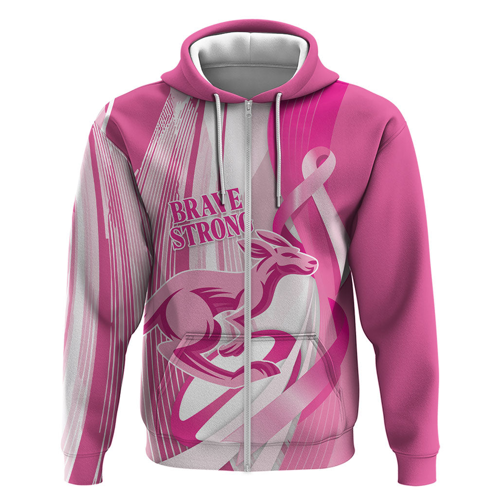 Australia Rugby Breast Cancer Personalised Hoodie Brave Strong Pink Ribbon Sporty Style