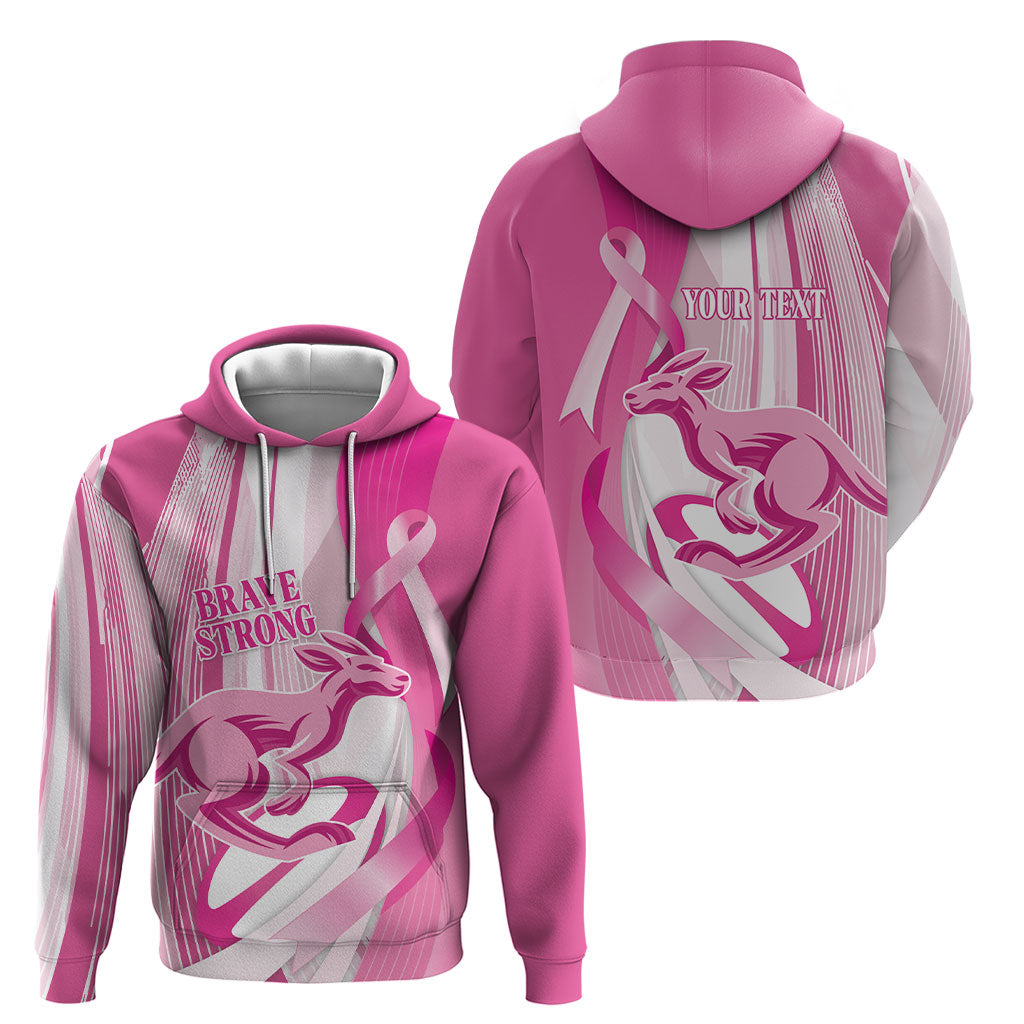 Australia Rugby Breast Cancer Personalised Hoodie Brave Strong Pink Ribbon Sporty Style