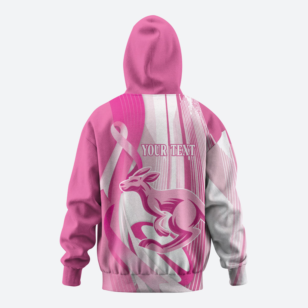 Australia Rugby Breast Cancer Personalised Hoodie Brave Strong Pink Ribbon Sporty Style