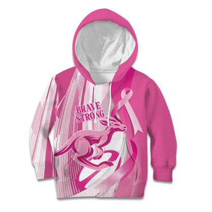 Australia Rugby Breast Cancer Personalised Kid Hoodie Brave Strong Pink Ribbon Sporty Style