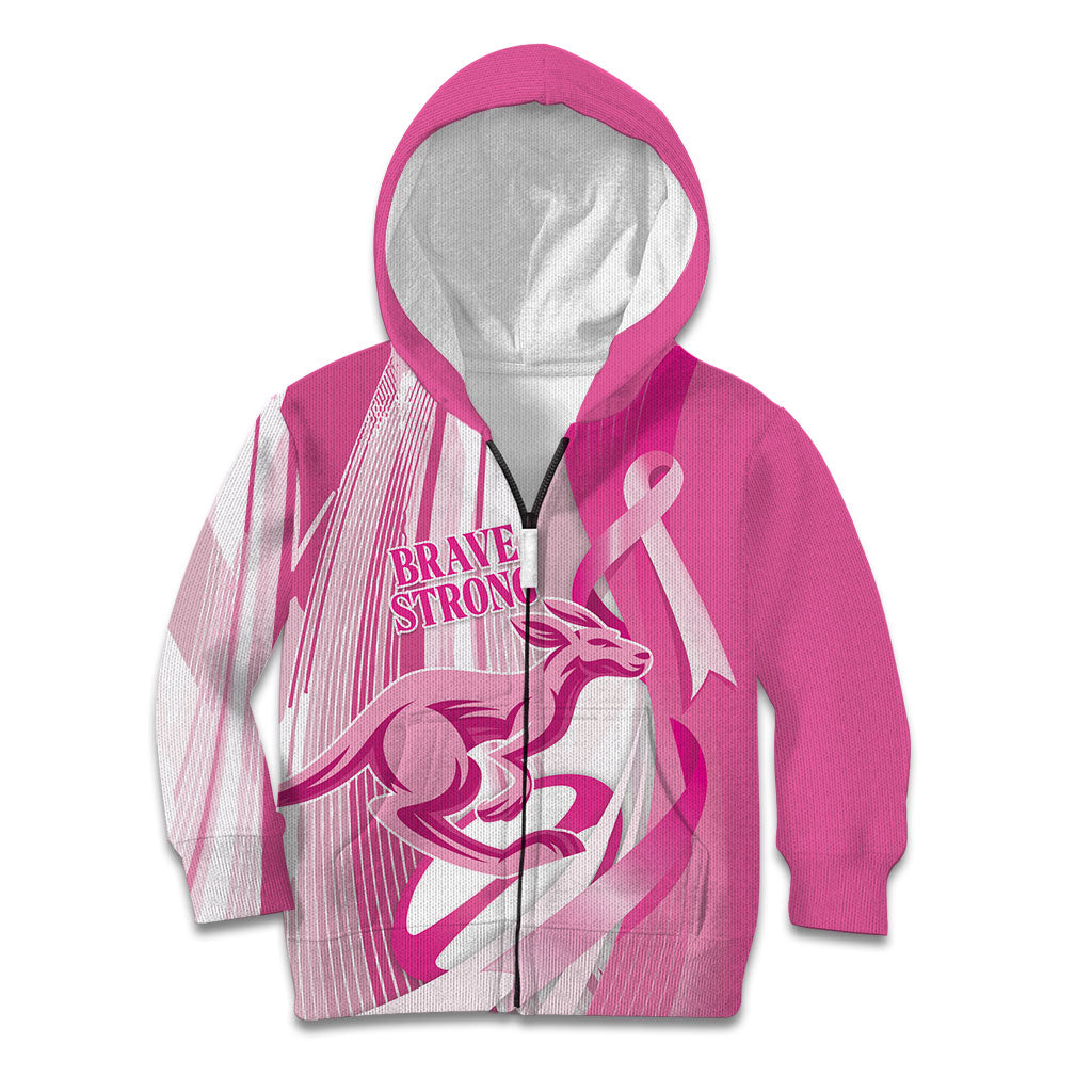 Australia Rugby Breast Cancer Personalised Kid Hoodie Brave Strong Pink Ribbon Sporty Style