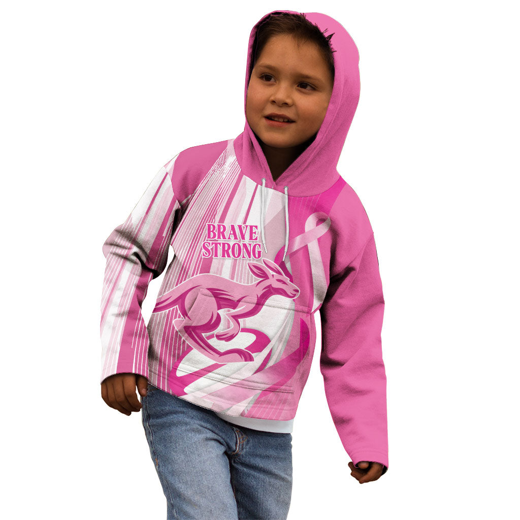 Australia Rugby Breast Cancer Personalised Kid Hoodie Brave Strong Pink Ribbon Sporty Style