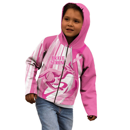Australia Rugby Breast Cancer Personalised Kid Hoodie Brave Strong Pink Ribbon Sporty Style
