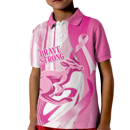 Australia Rugby Breast Cancer Personalised Kid Polo Shirt Brave Strong Pink Ribbon Sporty Style