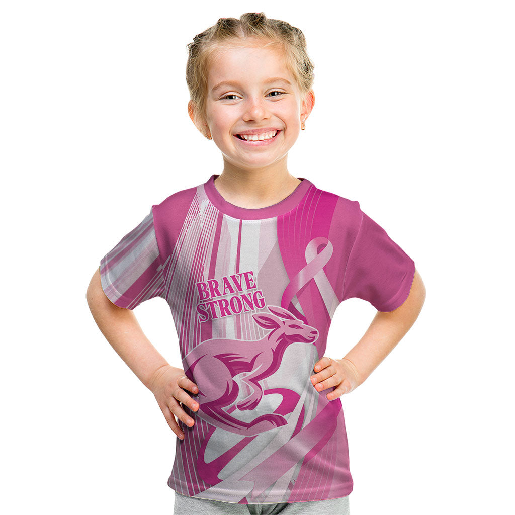 Australia Rugby Breast Cancer Personalised Kid T Shirt Brave Strong Pink Ribbon Sporty Style