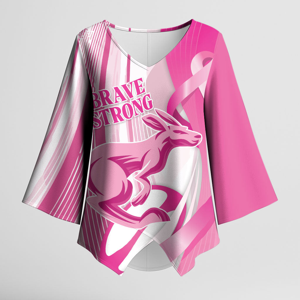 Australia Rugby Breast Cancer Personalised Kimono Sleeve Blouse Brave Strong Pink Ribbon Sporty Style