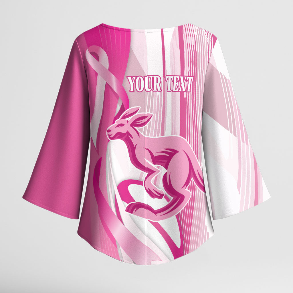Australia Rugby Breast Cancer Personalised Kimono Sleeve Blouse Brave Strong Pink Ribbon Sporty Style