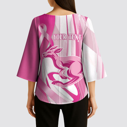 Australia Rugby Breast Cancer Personalised Kimono Sleeve Blouse Brave Strong Pink Ribbon Sporty Style