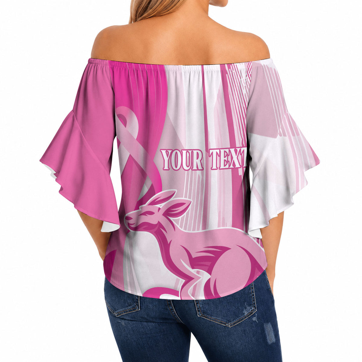 Australia Rugby Breast Cancer Personalised Off Shoulder Wrap Waist Top Brave Strong Pink Ribbon Sporty Style