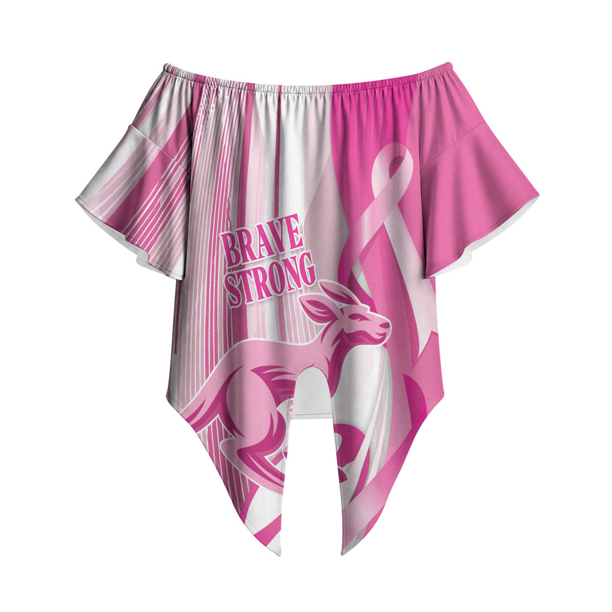 Australia Rugby Breast Cancer Personalised Off Shoulder Wrap Waist Top Brave Strong Pink Ribbon Sporty Style