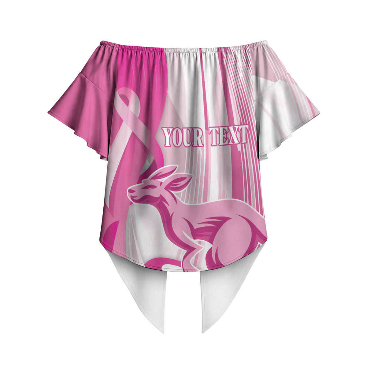 Australia Rugby Breast Cancer Personalised Off Shoulder Wrap Waist Top Brave Strong Pink Ribbon Sporty Style