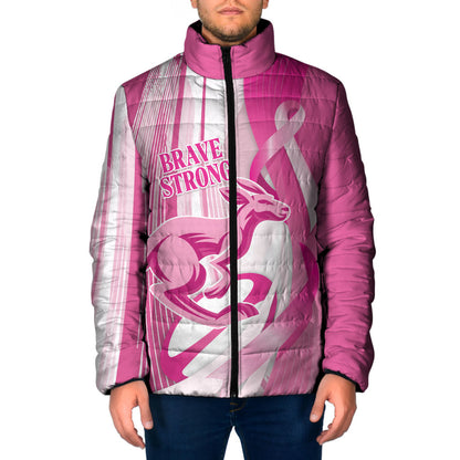 Australia Rugby Breast Cancer Personalised Padded Jacket Brave Strong Pink Ribbon Sporty Style