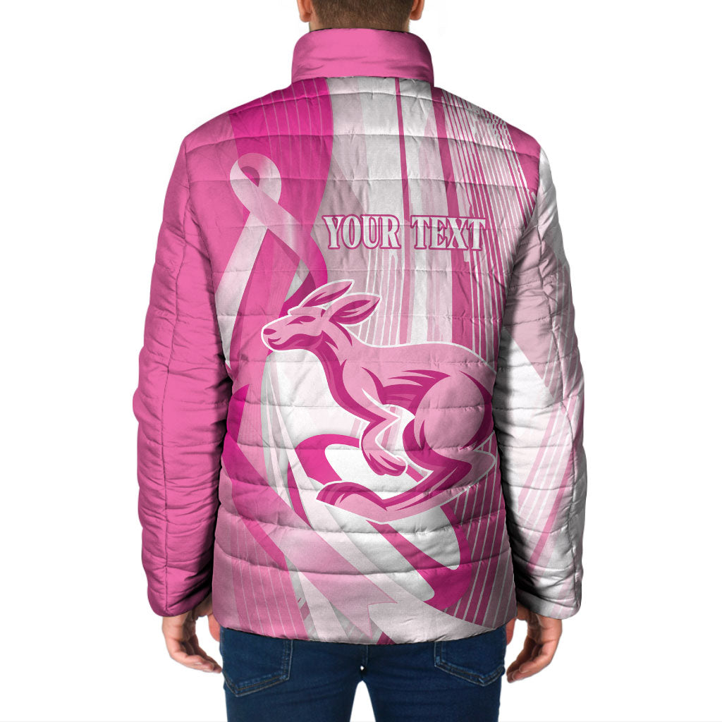 Australia Rugby Breast Cancer Personalised Padded Jacket Brave Strong Pink Ribbon Sporty Style