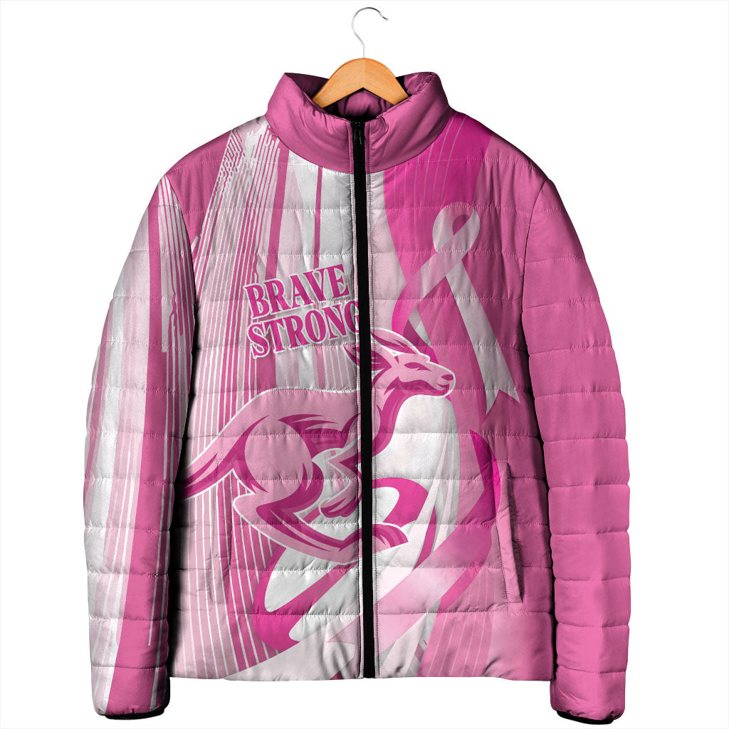 Australia Rugby Breast Cancer Personalised Padded Jacket Brave Strong Pink Ribbon Sporty Style